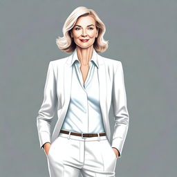 Generate a high-quality digital art image of an attractive, mid-aged white woman with perfect proportions