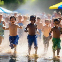 This is a vibrant, high-quality photograph capturing the essence of a water festival