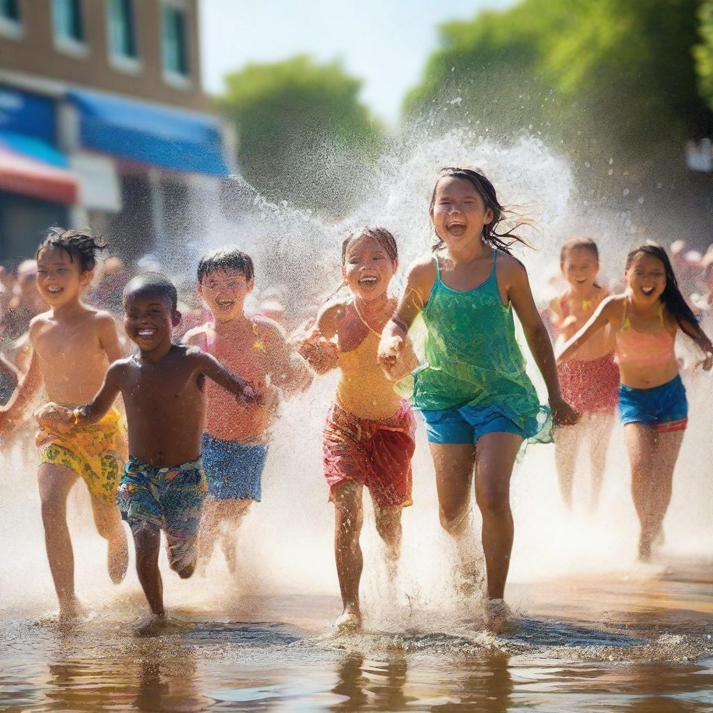 This is a vibrant, high-quality photograph capturing the essence of a water festival