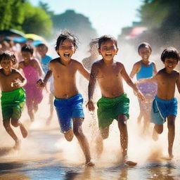 This is a vibrant, high-quality photograph capturing the essence of a water festival