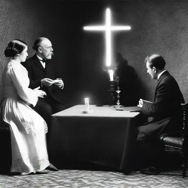 Why did the spiritualist go to the seance? To communicate with the separate existence of God!
