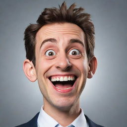 Generate a cartoon image of a comical character, encompassing traits typically found in humorous individuals, keeping the look vibrant and lively.