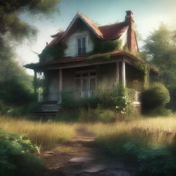 An evocative digital art piece capturing the essence of a forgotten home