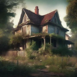 An evocative digital art piece capturing the essence of a forgotten home