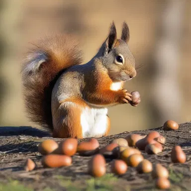 The diligent and systematic squirrel meticulously gathered and organized acorns for the long winter ahead.