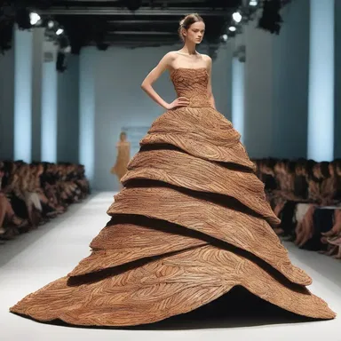 The designer showcased a stunning dress made entirely of canebrakes at the fashion show.