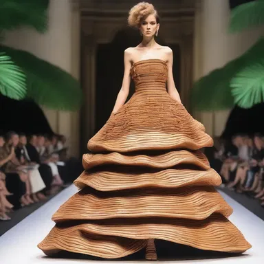 The designer showcased a stunning dress made entirely of canebrakes at the fashion show.