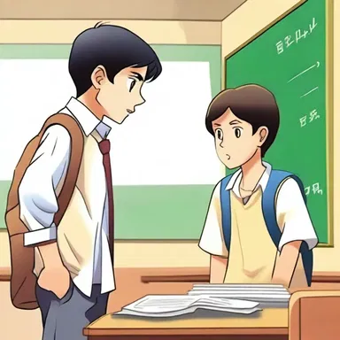 In the novel, the protagonist receives a scolding from his teacher for skipping class.