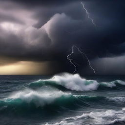 A high-quality digital art image capturing the intense drama of a tempest in the Mediterranean