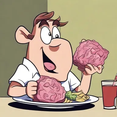 The animated character devoured a whole ham hock in one comical gulp.