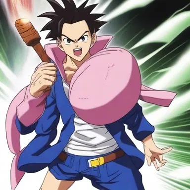 The hero in the anime series used a magical ham hock to defeat the villain.