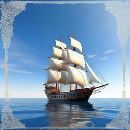 This is a high-quality digital art image showcasing a medieval Arab ship sailing in the Mediterranean Sea