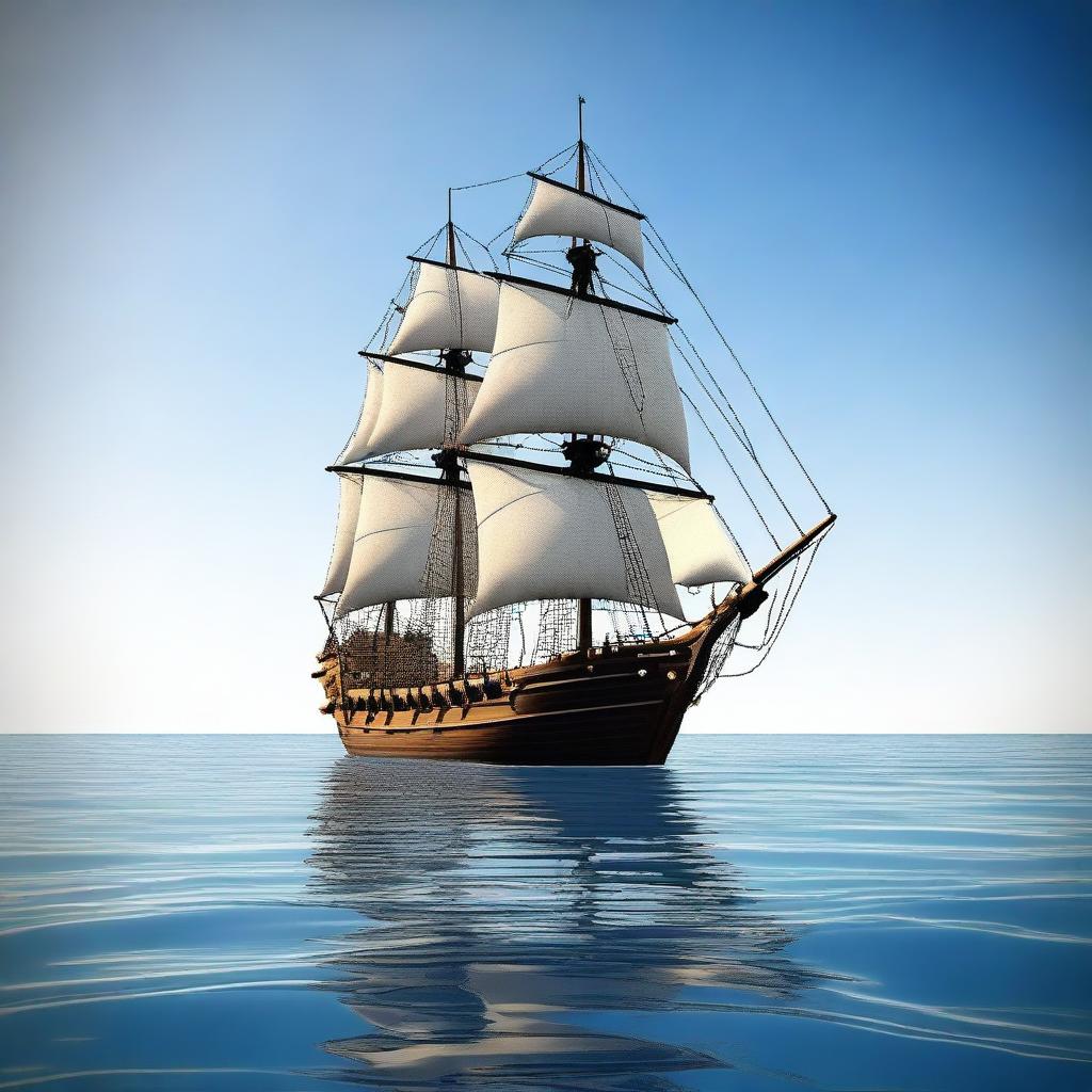 This is a high-quality digital art image showcasing a medieval Arab ship sailing in the Mediterranean Sea