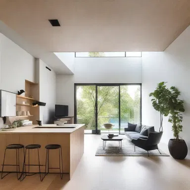 The architect designed a modern and minimalist space with sleek lines and youthful energy.