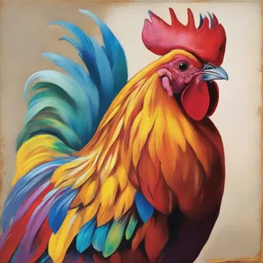 The painting depicted a majestic rooster with a prominent coxcomb, capturing the artist's fascination with vibrant colors and natural beauty.