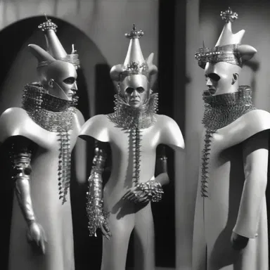 Even in the far future of science fiction films, court jesters can be seen donning futuristic coxcombs that incorporate advanced technology.