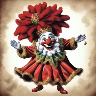 According to ancient mythology, the god of merriment and laughter is often portrayed wearing a radiant coxcomb as a symbol of his role as a jester.