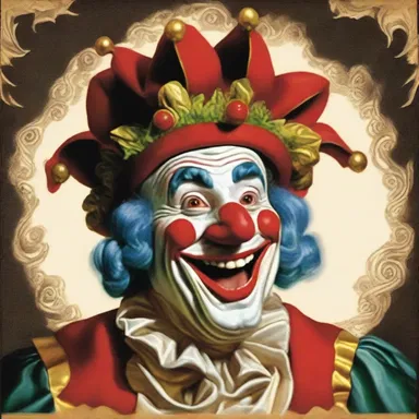According to ancient mythology, the god of merriment and laughter is often portrayed wearing a radiant coxcomb as a symbol of his role as a jester.
