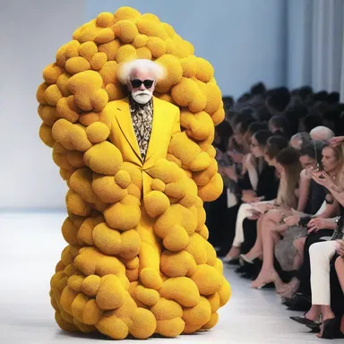 The famous fashion designer walked the runway with an air of a coxcomb, flaunting his own creations and receiving admiration from the crowd.