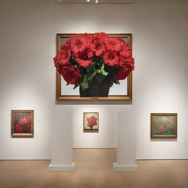 The artwork of a coxcomb, depicting his own image in a grandiose and self-congratulatory manner, hung in the center of the gallery.
