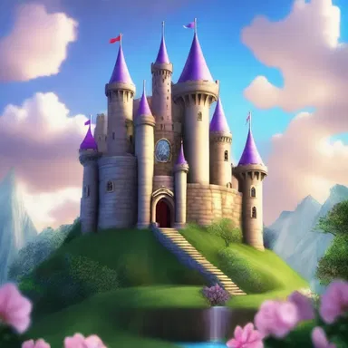 In the magical realm, the enchanted castle is situated atop a mystical inclined plane that can only be ascended by those with pure hearts.