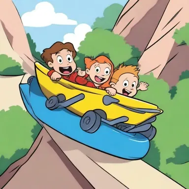 In the animated series, the mischievous characters devise a plan to slide down an inclined plane to swiftly escape from their pursuers.