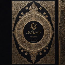 A restaurant menu featuring a traditional Iranian design characterized by intricate golden motifs and decorations on a bold black background, along with vibrant culinary delights of Iran.