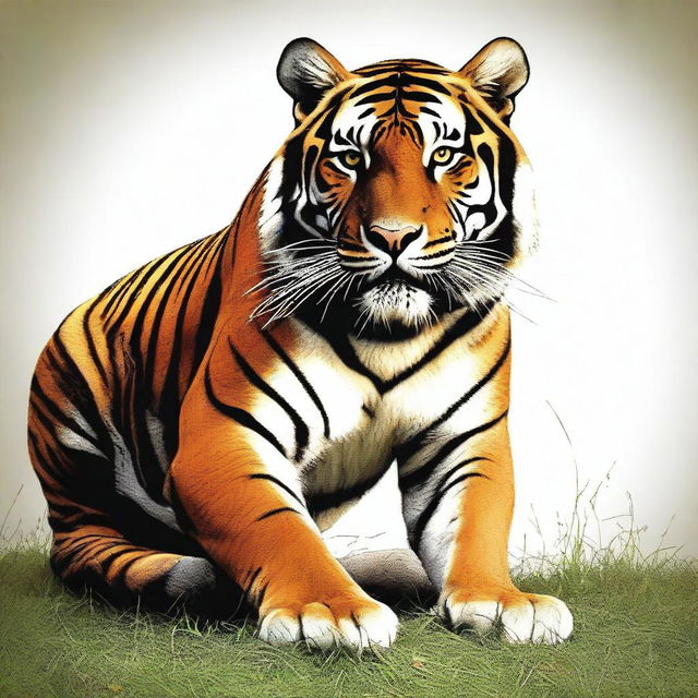 This is a high-quality digital illustration of a Bengal tiger