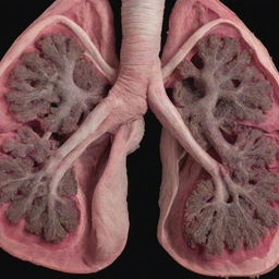 A powerful split image of a human lung: One half displays a healthy, vibrant, pink lung while the other half shows the same lung damaged and discolored from smoking, illustrating the harmful effects of tobacco.