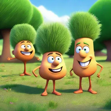 The cartoon characters in the movie had awned grass on their heads to depict a comical hairstyle.