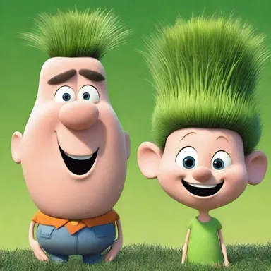 The cartoon characters in the movie had awned grass on their heads to depict a comical hairstyle.