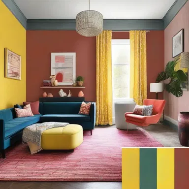 The insistent color palette and bold patterns used in the interior design of the room demanded attention from anyone who entered.