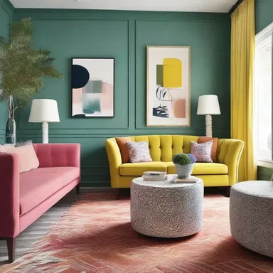 The insistent color palette and bold patterns used in the interior design of the room demanded attention from anyone who entered.