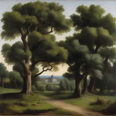 The painter's masterpiece depicted a serene landscape adorned with lush nut-bearing trees.