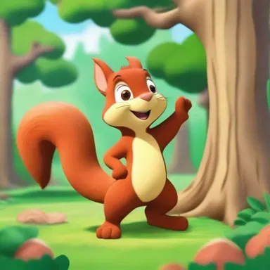 In the animated series, the adventurous squirrel thrived in a world filled with magical nut-bearing trees.