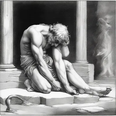 In Greek mythology, the fawner was often seen prostrating before the gods, begging for their benevolence and protection.