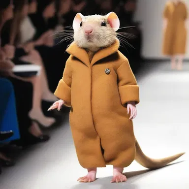 The mole rat walked the runway in its designer burrow-inspired outfit.