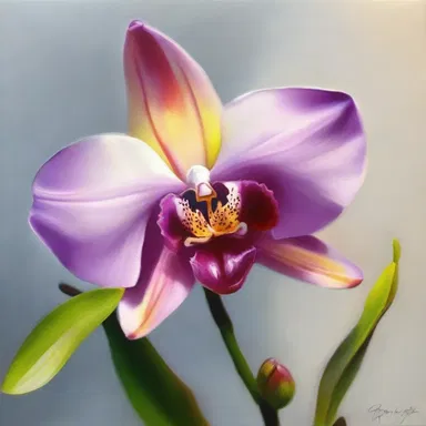 The artist beautifully captured the delicate petals and vibrant colors of the butterfly orchid in her painting.