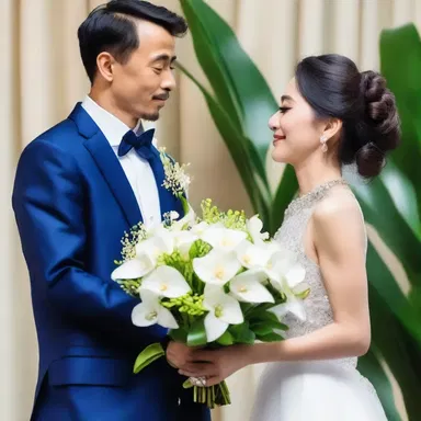 He presented his loved one with a bouquet of butterfly orchids, expressing his passion and devotion.