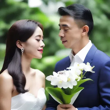 He presented his loved one with a bouquet of butterfly orchids, expressing his passion and devotion.