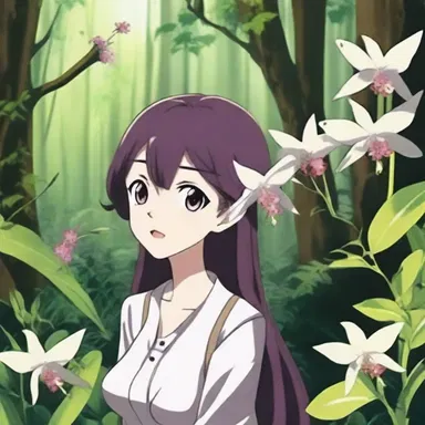 The main character in the anime series discovered a rare butterfly orchid hidden deep within a enchanted forest.
