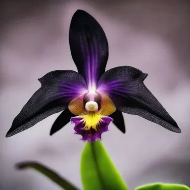 The eerie darkness of the butterfly orchid's petals gave it a sinister appearance, perfect for a haunted house in a horror movie.