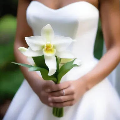 As the bride walked down the aisle, she carried a bouquet of delicate butterfly orchids, representing her love and beauty.