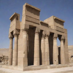 Generate an image of the ancient Persian monument, Persepolis, integrated with modern architectural elements. It should retain its historical character, yet demonstrate a contemporary appeal