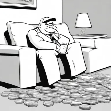 The cartoon character who always faced impecuniousness was constantly seen searching for loose change under couch cushions.
