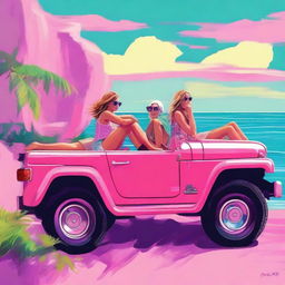 This digital art image portrays a vibrant 'teen summer' scene