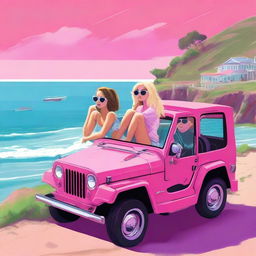 This digital art image portrays a vibrant 'teen summer' scene