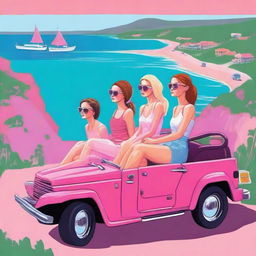 This digital art image portrays a vibrant 'teen summer' scene