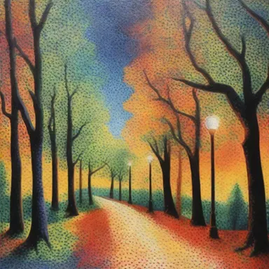 The artist used the technique of pointillism to depict the vibrations of light in the painting.