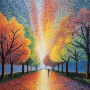 The artist used the technique of pointillism to depict the vibrations of light in the painting.